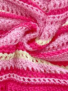 Soleia 多色条纹镂空毛衣修身浪漫休闲度假A字裙连衣裙沙滩装