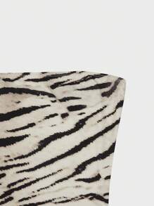 INAWLY Y2K Zebra Printed Short Tube Top, Strapless Regular Fit