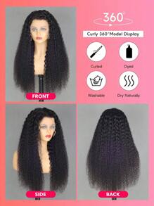 Transparent Lace Kinky Curly 13 X 4 Lace Frontal Wig 180% Density 12-26 Inch Natural Black Color Pre-Plucked Natural Hairline  Lace Human Hair Top Quality Wig For Women - SNatural - View 6