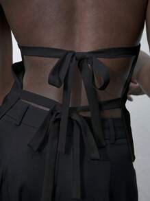 Maija 2026春夏女装纯色黑色露背吊带上衣 - 黑色 - 查看 6