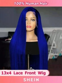 13*4 Lace Front Wigs dark blue color Straight Hair transparent Lace Wigs human hair wig Natural Wig - Royal Blue - View 1
