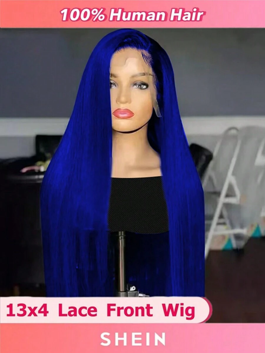 13*4 Lace Front Wigs dark blue color Straight Hair transparent Lace Wigs human hair wig Natural Wig - Royal Blue - View 1