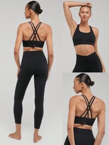 GLOWMODE FeatherFit™ Crossover Strap Sports Bra Gym