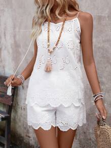 EMERY ROSE 細肩帶編織中空紋理兩件套裝