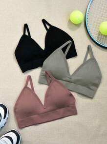 Gameset SHEIN Sport Sujetador deportivo de fitness diario de unicolor para mujeres - Multicolor - Ver 2