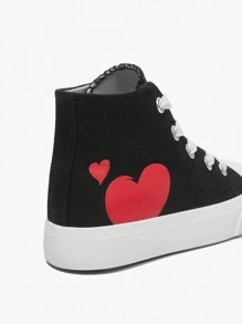 JNSQ Fashionable All-Match Versatile Spring/Summer Casual High-Top Heart-Shaped Vulcanized Canvas Shoes For Kids - Black - View 8
