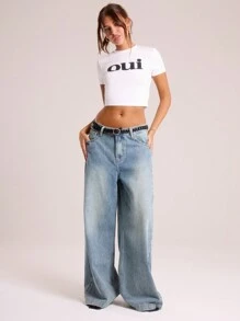 MUSERA Camiseta ajustada de manga corta tipo slinky para vacaciones, primavera y verano - Blanco - Ver 4