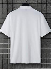 Manfinity Mode Áo thun polo họa tiết mỏ neo in hình tay ngắn thường ngày/đi làm cho nam mùa hè, mặc đi làm, cho chồng và bố - trắng - Xem 2