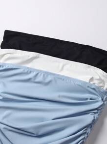 SHEIN EZwear Áo Bandeau nhún bèo màu trơn cỡ lớn cho nữ - Nhiều gói - Nhiều màu - Xem 6