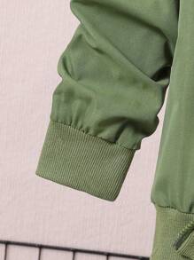 SHEIN Tween Boy 1pc Letter Graphic Flap Pocket Jacket & 1pc Pants Chic Outfits For Autumn/Winter