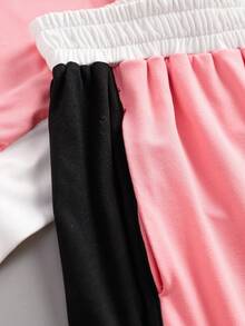 INAWLY Conjunto de ropa sencilla de diario para mujer de talla grande con blusa de manga corta y pantalones cortos de color bloqueado - Multicolor - Ver 7