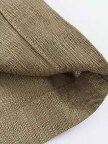 Solid Color Belted Kimono Style Lightweight Jacket, Long Sleeve - Khaki - View 6
