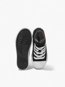 JNSQ Fashionable All-Match Versatile Spring/Summer Casual High-Top Heart-Shaped Vulcanized Canvas Shoes For Kids - Black - View 10