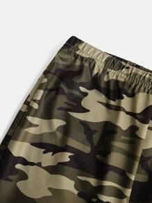 SHEIN Girlism Tween Girl Camouflage Pattern High Waist Casual & Comfortable Flared Long Pants - Green - View 4