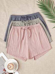 Ensemble 3 pièces: shorts de détente à motif jacquard unicolore avec lien de taille