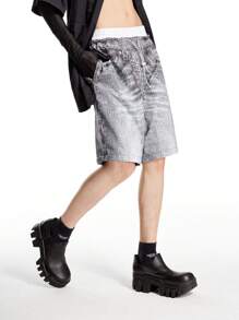 Manfinity VCAY 设计师混合牛仔效果可拆卸运动裤 - 灰色 - 查看 6