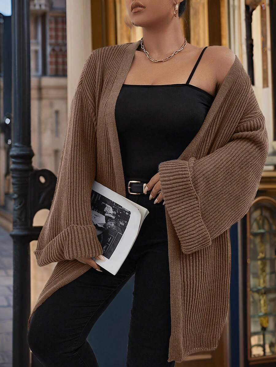 SHEIN Essnce Plus Size Drop Shoulder Cardigan SHEIN USA