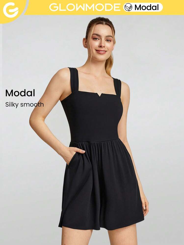 FeatherFit™-Air Modal Pocket Ruched Sports Romper Daily Casual Summer Quick Dry Moisture Wicking