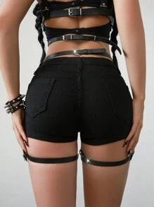 AltCore Women's Goth Fashionable Underwear Accessory With Strap Design