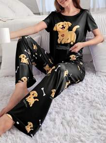 Conjunto De Pijama Con Patrón De Cachorros
