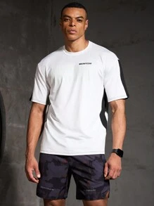 Coreblaze Boyfriend Style Men's Letter Printed Short Sleeve Round Neck Daily Gym Sports T-Shirt - Multicolor - View 7