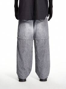 Manfinity VCAY 设计师混合牛仔效果可拆卸运动裤 - 灰色 - 查看 2