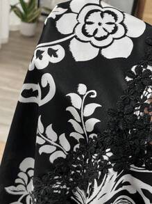 SHEIN VCAY Sommer Bluse, Große Größen mit Spitzenbesatz und ärmellos für den Urlaub - Schwarz und Weiss - Übersicht 7