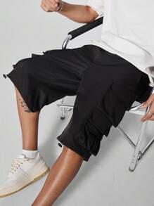 Manfinity Streetrush Pantalones cortos informales de trabajo con bolsillos y unicolor para hombre