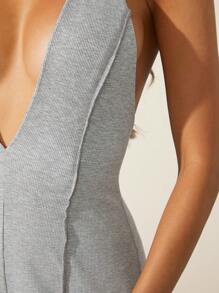 Denimoi Mono con detalle de costura de canalé en el cuello halter