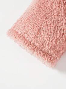 SHEIN Playful Pals Cardigan en peluche chaud et élégant pour bébé fille, parfait pour l'extérieur, l'automne et l'hiver - Vieux Rose - Voir 4