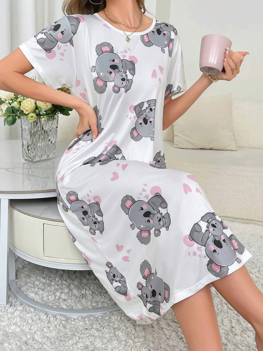 Robe de nuit pour femme SD5, tissu en lait de soie de 140g avec impression numérique - Multicolore - Voir 1