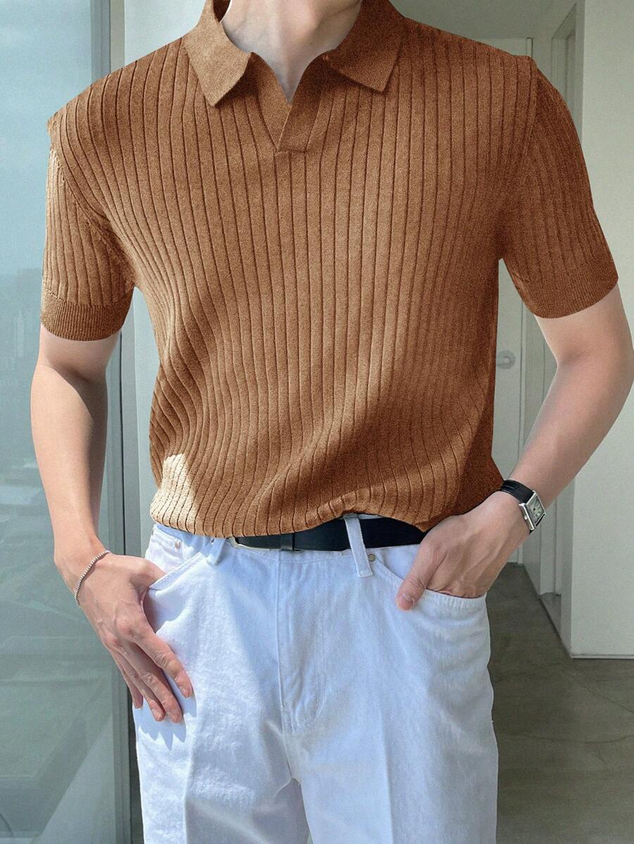 DAZY Men's Summer Solid Knitted Top