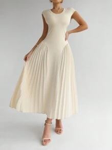 Firerie Đầm Bodycon chữ A xếp ly thanh lịch dành cho nữ - Màu be - Xem 3