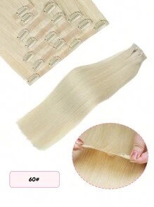 Seamless Clip Ins 115克丝滑直发铂金米色金色 60# PU 无缝 7 件夹式真人发片接发片万圣节服装 - S60 - 查看 5