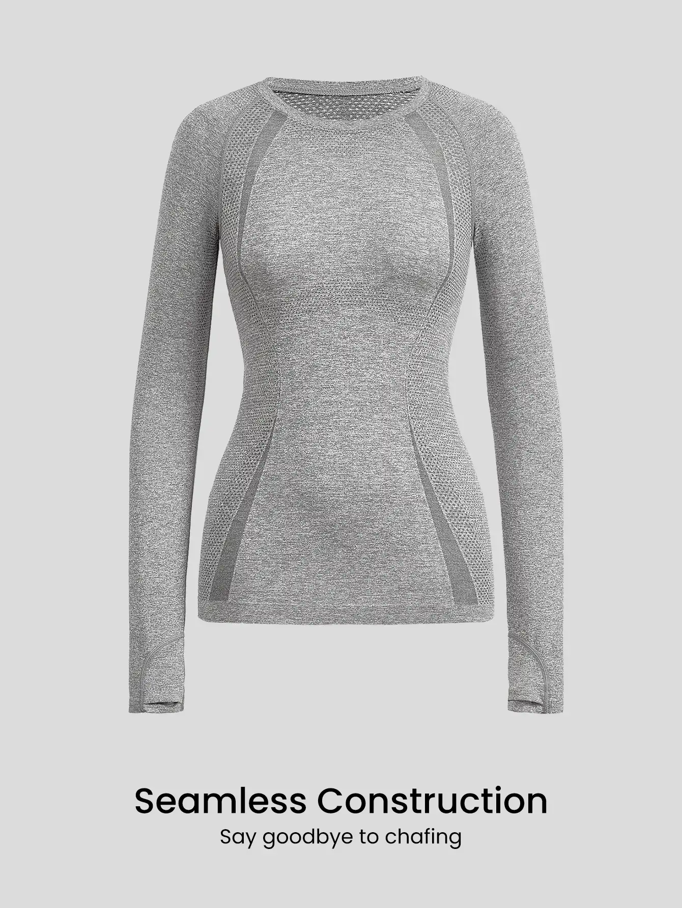 GLOWMODE 無縫貼身長袖上衣,達到臀部長度,吸濕抗菌透氣輕盈