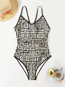Ladies' One-Piece Random Printed Swimsuit Summer - Multicolor - View 7