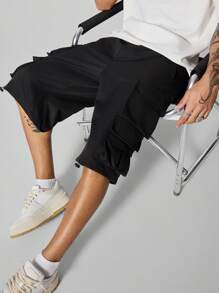 Manfinity Streetrush Pantalones cortos informales de trabajo con bolsillos y unicolor para hombre