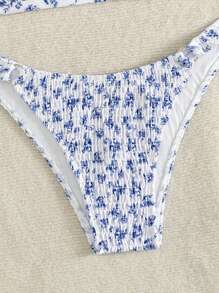 Swim Mod Women's Summer Beach Ditsy Floral Sexy Bikini Set - Random Pattern - Blue and White - View 7