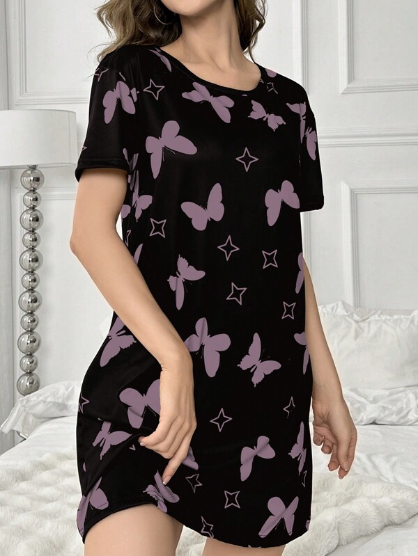 Butterfly Print Pajama Night Dress For Summer