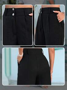 RueChic High Waist Wide Leg Trousers - Black - View 8