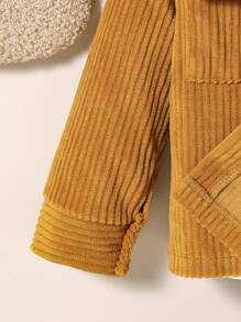 1 pieza Chaqueta retro casual de pana suave para niñas bebés, ropa de otoño e invierno - Marrón - Ver 4