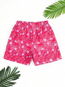 Surfspeed 男款有束繩腰帶的花卉印花沙灘短褲，寬鬆剪裁 - 彩色 - 查看 2