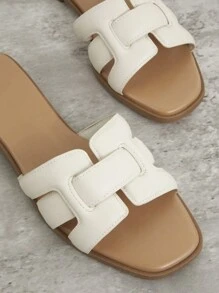 SHUZIA 女士舒适、基本款单带衬垫编织拖鞋 - 米色 - 查看 4