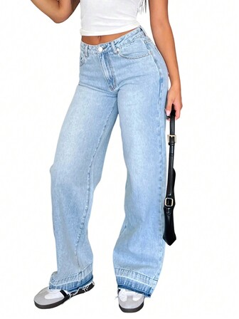 Slant Pocket Straight Leg Jeans