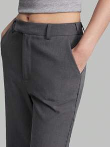 Ontre Damen einfarbige ausgestellte elegante lange Hose für den täglichen Pendelverkehr, graue Damen Anzughose formelle Damenbekleidung Arbeitskleidung - Grau - Übersicht 6