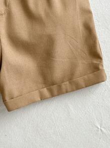 Cozy Pixies Baby Boy Color Block Bowknot Sweatshirt And Casual Shorts 2pcs/Set