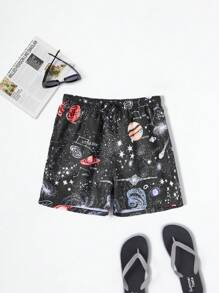 Surfspeed Men's Starry Print Loose Drawstring Waist Beach Shorts, Vacation - Multicolor - View 1