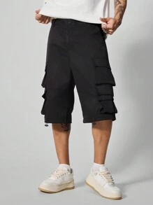 Manfinity Streetrush Pantalones cortos informales de trabajo con bolsillos y unicolor para hombre