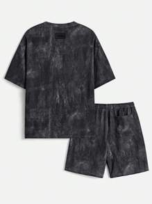 Manfinity VCAY Men's Printed Loose Round Neck Short Sleeve T-Shirt Set, Suitable For Summer