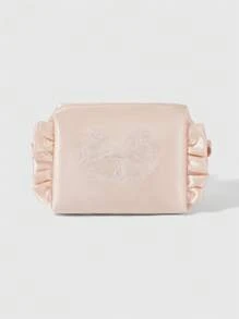 ROMWE Kawaii Design: 336027 Rabbit Bowknot Pen Bag Simple Portable Large-Capacity Storage Bag Cosmetic Bag Three-In-One Commuting Toiletry Bag For Business Trip Travel - Pink - View 2